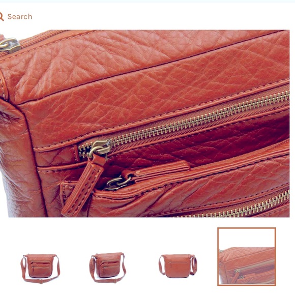 NWT AMPÉRE CREATIONS peach vegan Leather crossbody bag - Picture 6 of 9